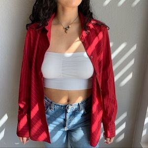 Vintage red w/ button up long sleeve shirt